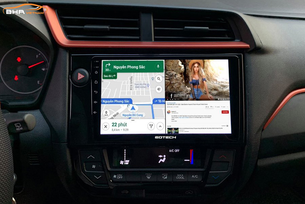 Tiện ích với tính năng chia đôi màn hình Gotech GT6 New Honda Brio 2019 - nay