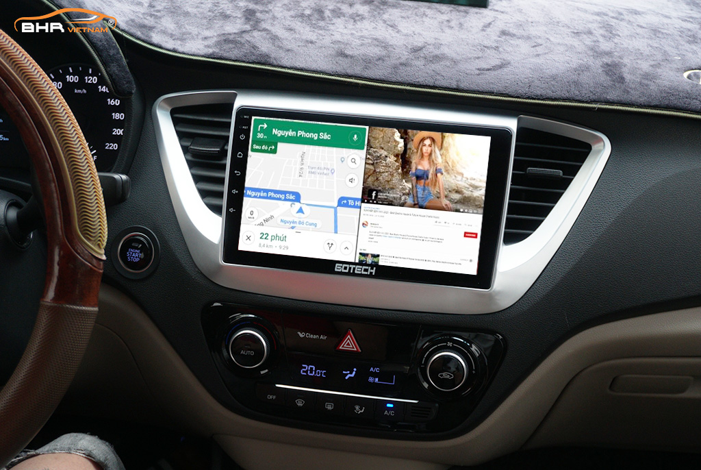Tiện ích với tính năng chia đôi màn hình Gotech GT6 New Hyundai Accent 2017 - 2020