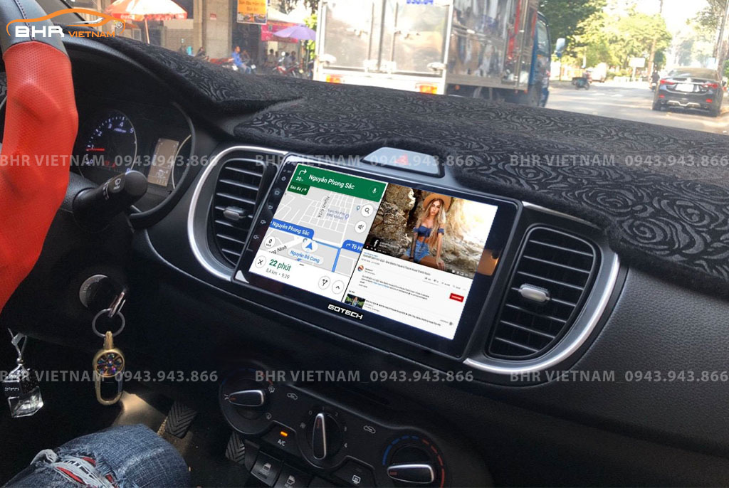 Tiện ích với tính năng chia đôi màn hình Gotech GT6 New Kia Soluto 2019 - nay