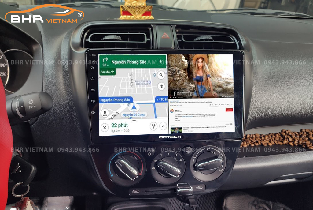 Tiện ích với tính năng chia đôi màn hình Gotech GT6 New Mitsubishi Attrage 2013 - nay​​​​​​​