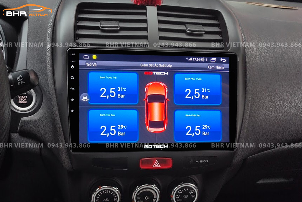Màn hình Gotech GT6 New Mitsubishi Outlander Sport 2013 - 2016 tích hợp cảm biến áp suất lốp