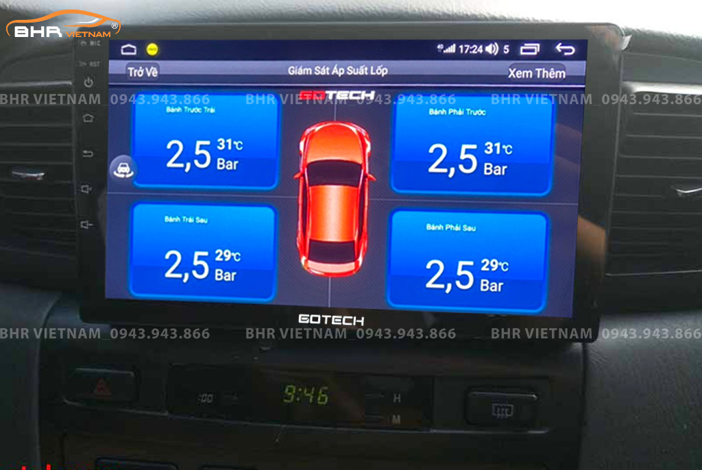 Màn hình Gotech GT6 New Toyota Altis 2001 - 2007 tích hợp cảm biến áp suất lốp
