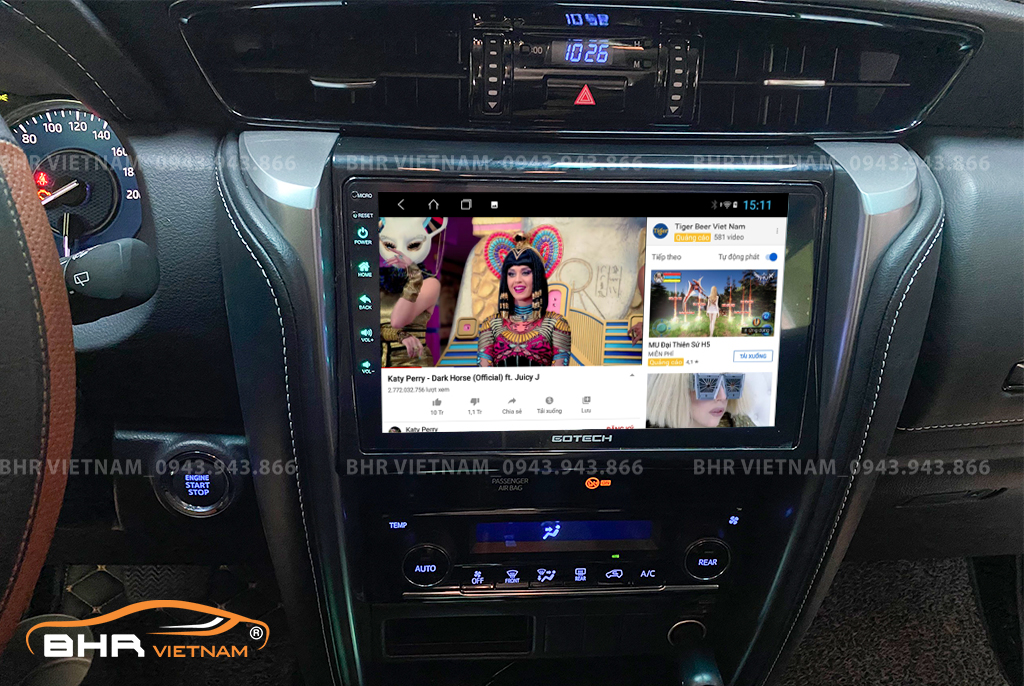  Giải trí Youtube, xem phim sống động trên màn hình Gotech GT8 Max Toyota Fortuner 2017 - nay