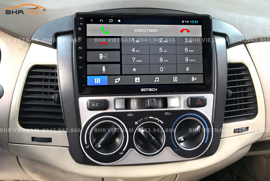 Kết nối điện thoại trên màn hình Gotech GT6 New Toyota Innova 2006 - 2012