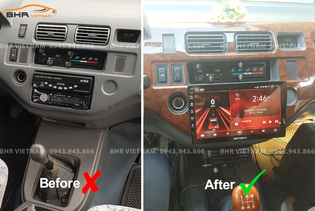 Hình ảnh trước và sau khi lắp màn hình DVD Gotech GT6 New Toyota Zace 1999 - 2006