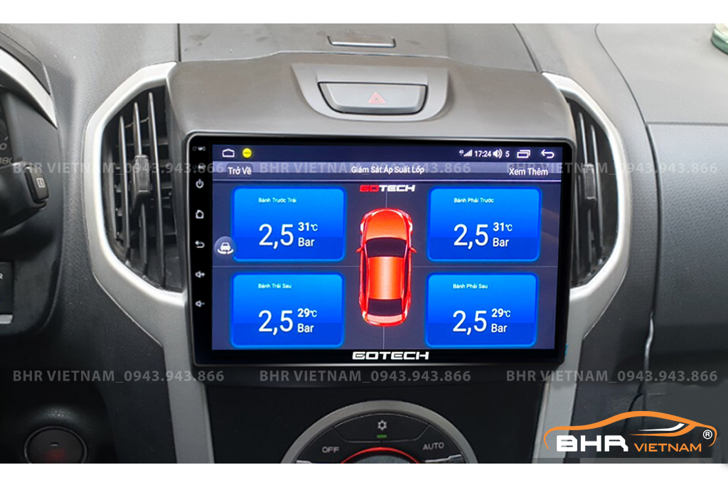Màn hình gotech GT8 Chevrolet Colorado 2011 - 2015 tích hợp cảm biến áp suất lốp