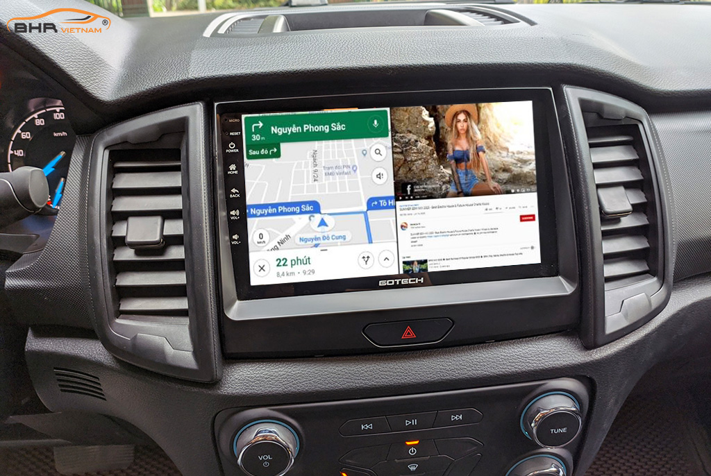 Trải nghiệm hoàn hảo với tính năng chia đôi màn hình Gotech GT8 Ford Ranger 2012 - nay