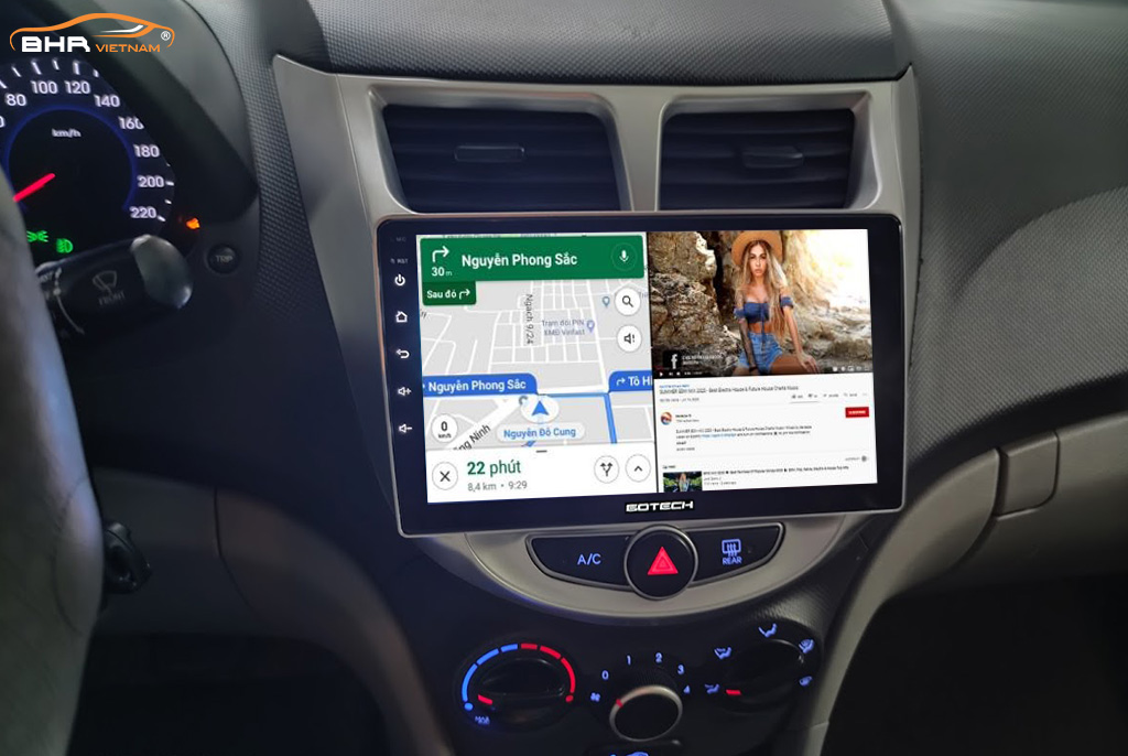 Trải nghiệm hoàn hảo với tính năng chia đôi màn hình Gotech GT8 Hyundai Accent 2011 - 2016