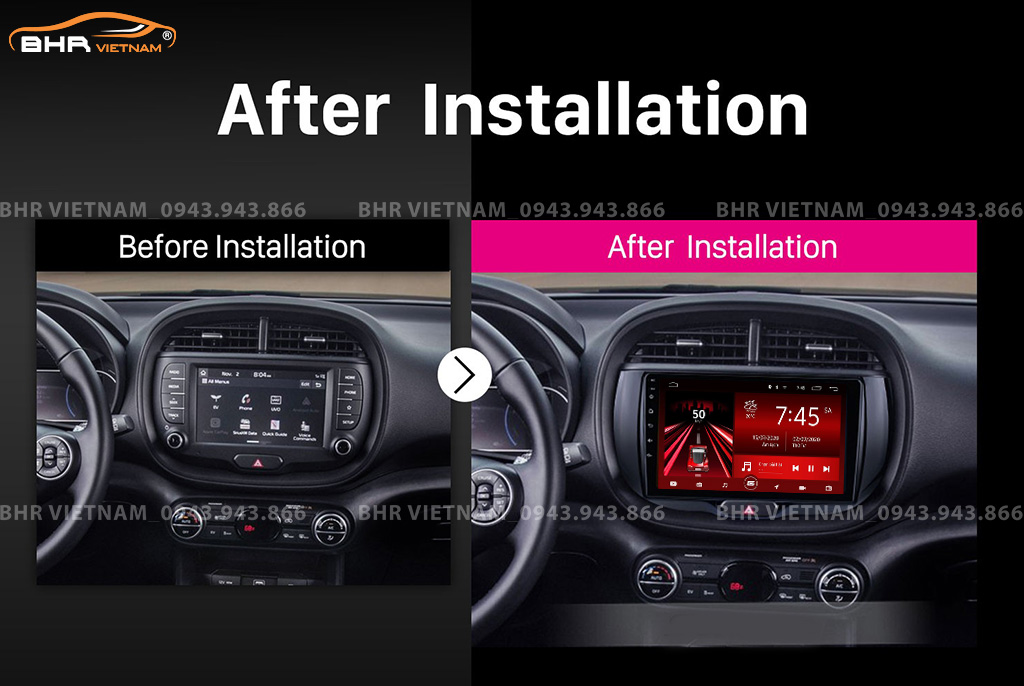 Hình ảnh trước và sau khi lắp màn hình Gotech GT8 Kia Soul 2013 - 2019