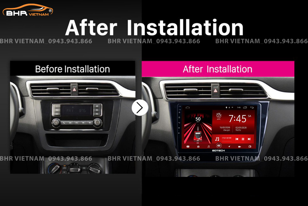 Hình ảnh trước và sau khi lắp màn hình Gotech GT8 MG ZS 2018 - nay
