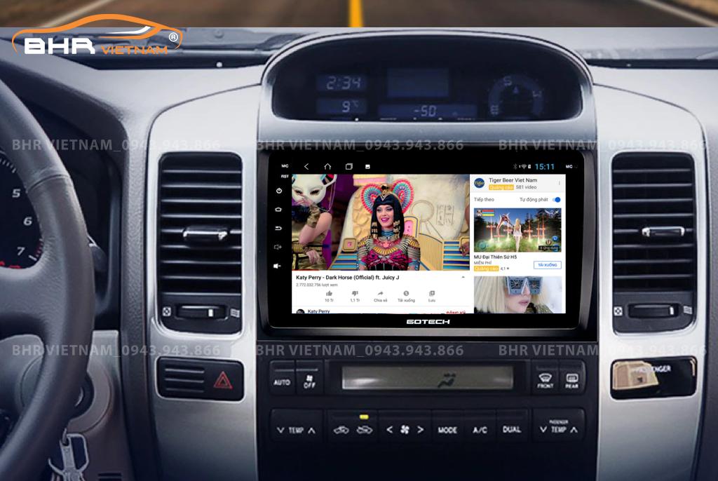 Giải trí Youtube, xem phim sống động trên màn hình Gotech GT8 Toyota Prado 2002 - 2009