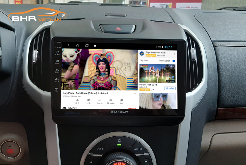 Xem youtube trực tuyến trên màn hình Gotech GT8 Isuzu Mux 2016 - nay
