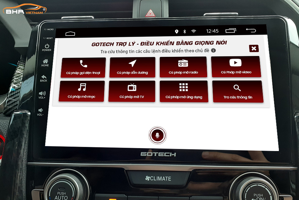 Điều khiển bằng giọng nói thông minh màn hình Gotech GT8 Max Honda Civic 2017-nay
