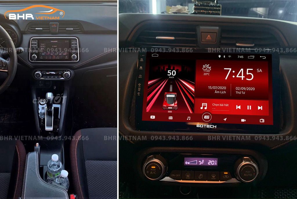 Hình ảnh trước và sau khi lắp màn hình DVD Gotech GT8 Max Nissan Almera 2021