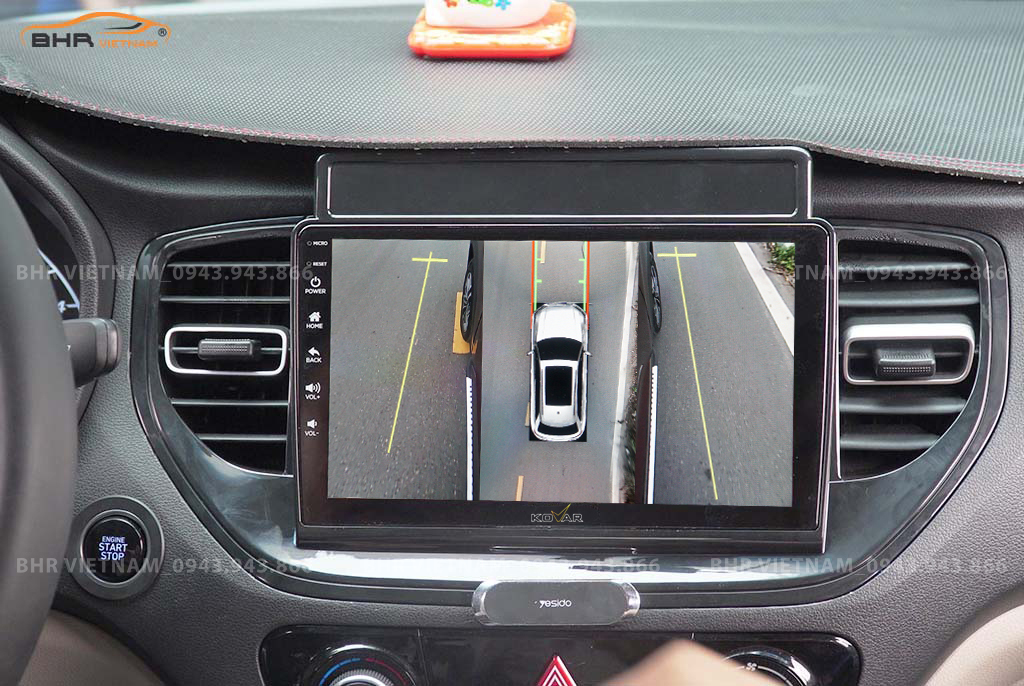 Hình ảnh quan sát 2 bên gương trên màn hình DVD Kovar Plus 360 Hyundai Accent 2021 - nay