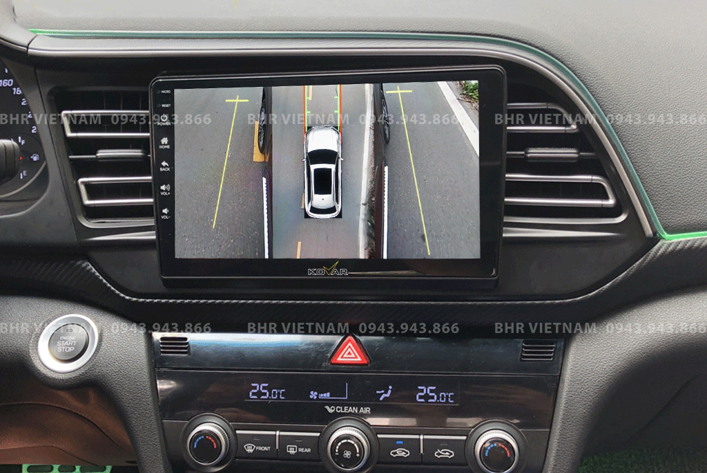 Hình ảnh quan sát 2 bên gương trên màn hình DVD Kovar Plus 360 Hyundai Elantra 2016 - nay