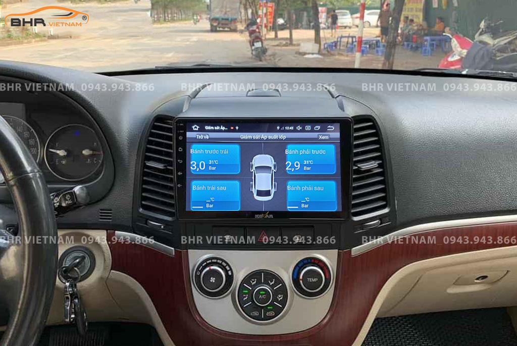 Hình ảnh quan sát cảm biến áp suất lốp Kovar Plus 360 Hyundai Santafe 2006 - 2011