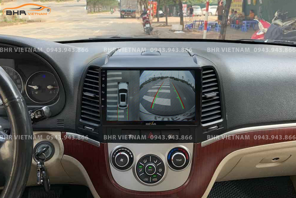 Hình ảnh quan sát từ camera sau Kovar Plus 360 Hyundai Santafe 2006 - 2011