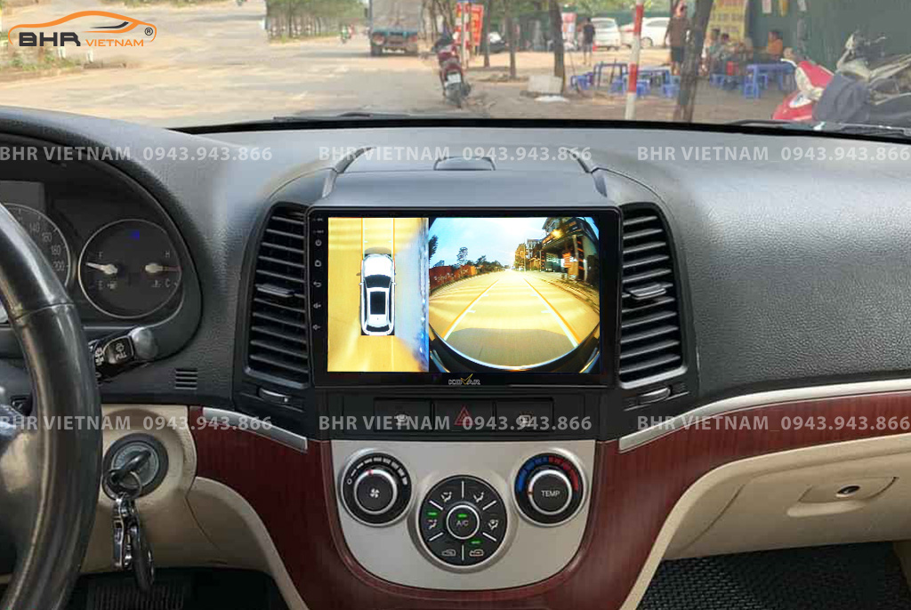 Hình ảnh quan sát camera trước màn hình DVD Kovar Plus 360 Hyundai Santafe 2006 - 2011c