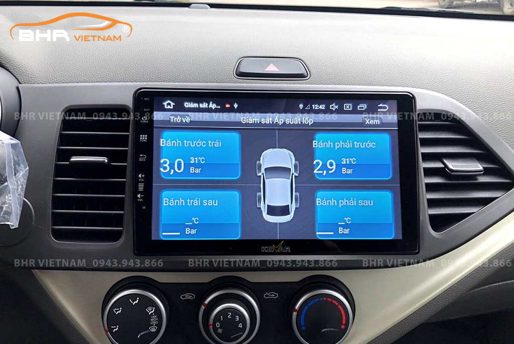 Hình ảnh quan sát cảm biến áp suất lốp Kovar Plus 360 Kia Morning 2011 - 2020