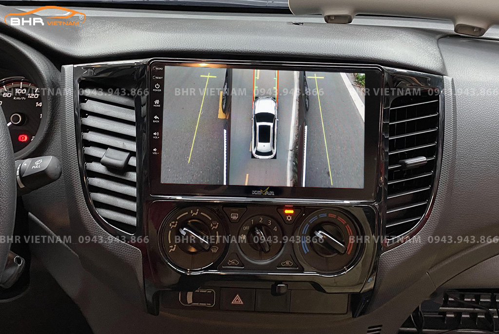 Hình ảnh quan sát 2 bên gương trên màn hình DVD Kovar Plus 360 Mitsubishi Triton 2020 - nay