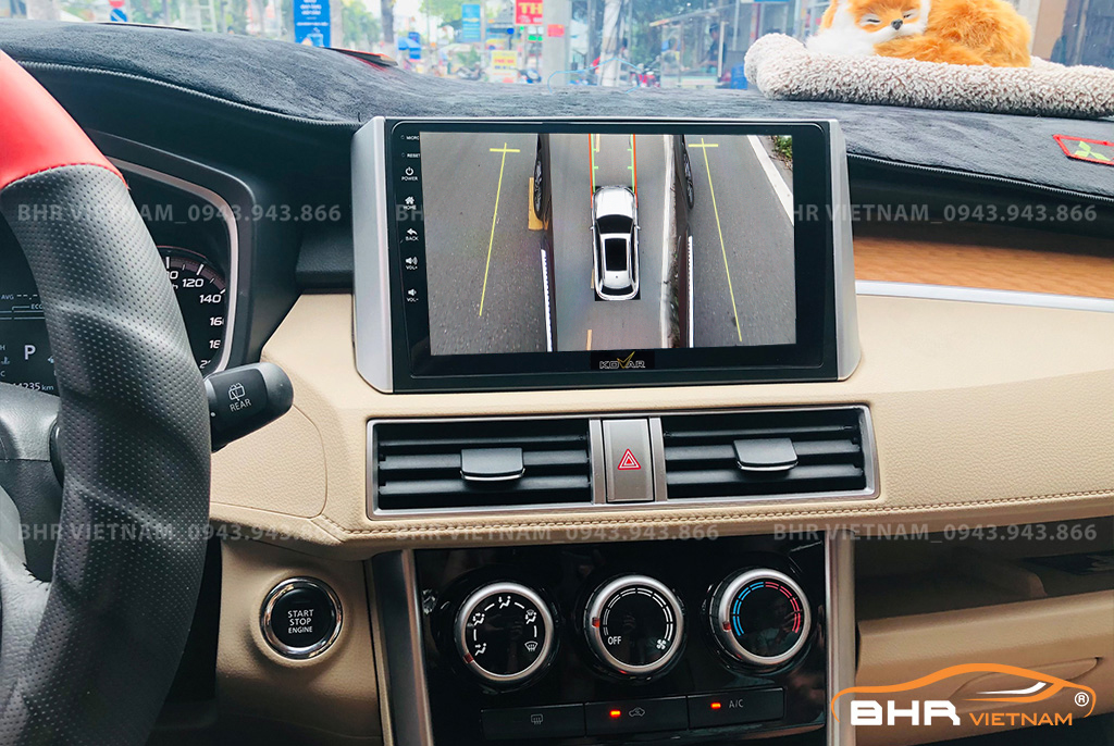 Hình ảnh quan sát 2 bên gương trên màn hình DVD Kovar Plus 360 Mitsubishi Xpander 2018 - nay