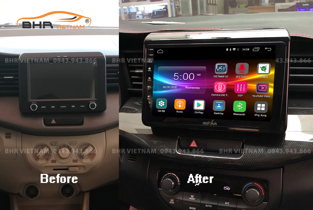 Hình ảnh trước và sau khi lắp màn hình DVD Kovar Plus 360 Suzuki Ertiga 2020 - nay