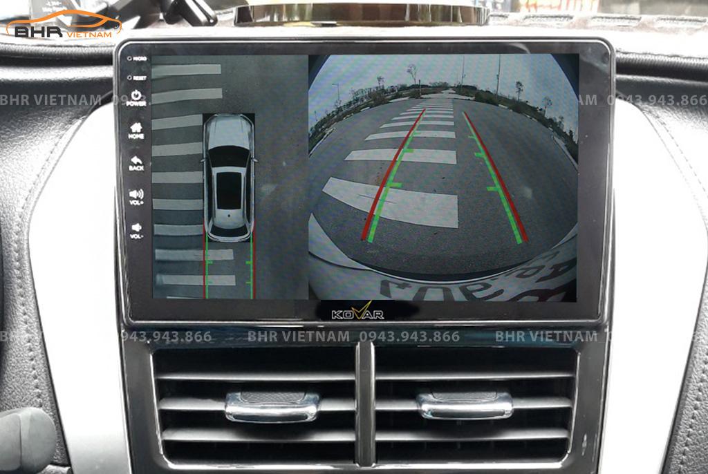 Hình ảnh quan sát từ camera sau Kovar Plus 360 Toyota Vios 2019 - nay