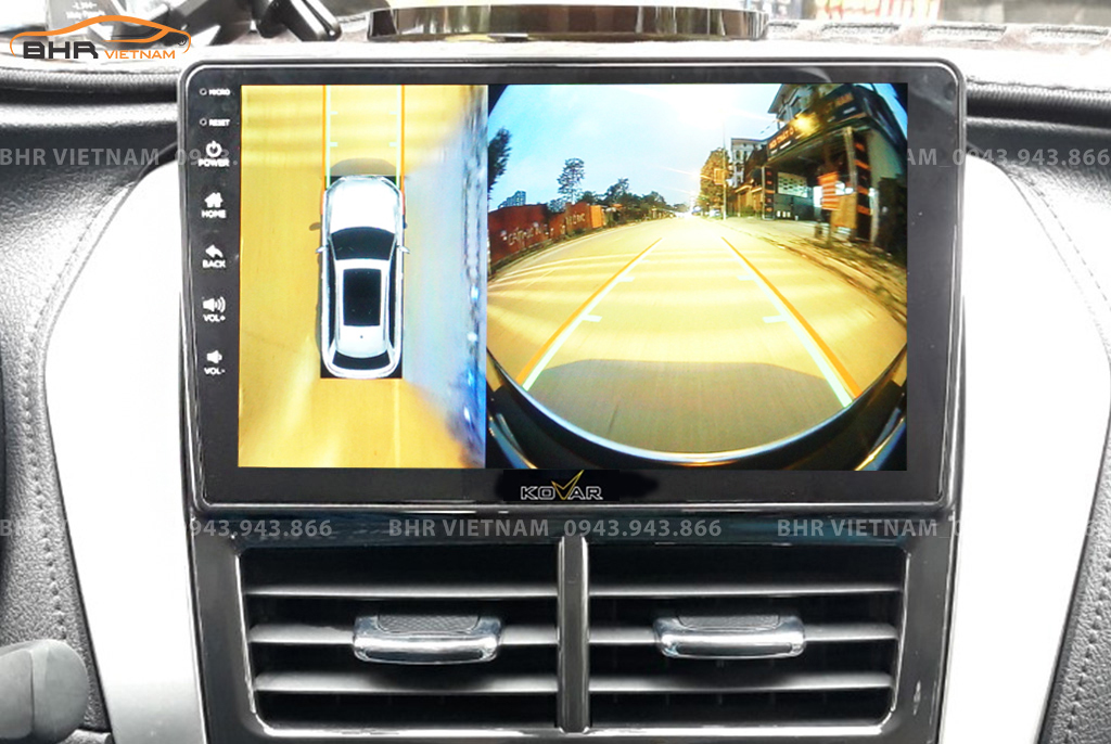 Hình ảnh quan sát camera trước màn hình DVD Kovar Plus 360 Toyota Vios 2019 - nay