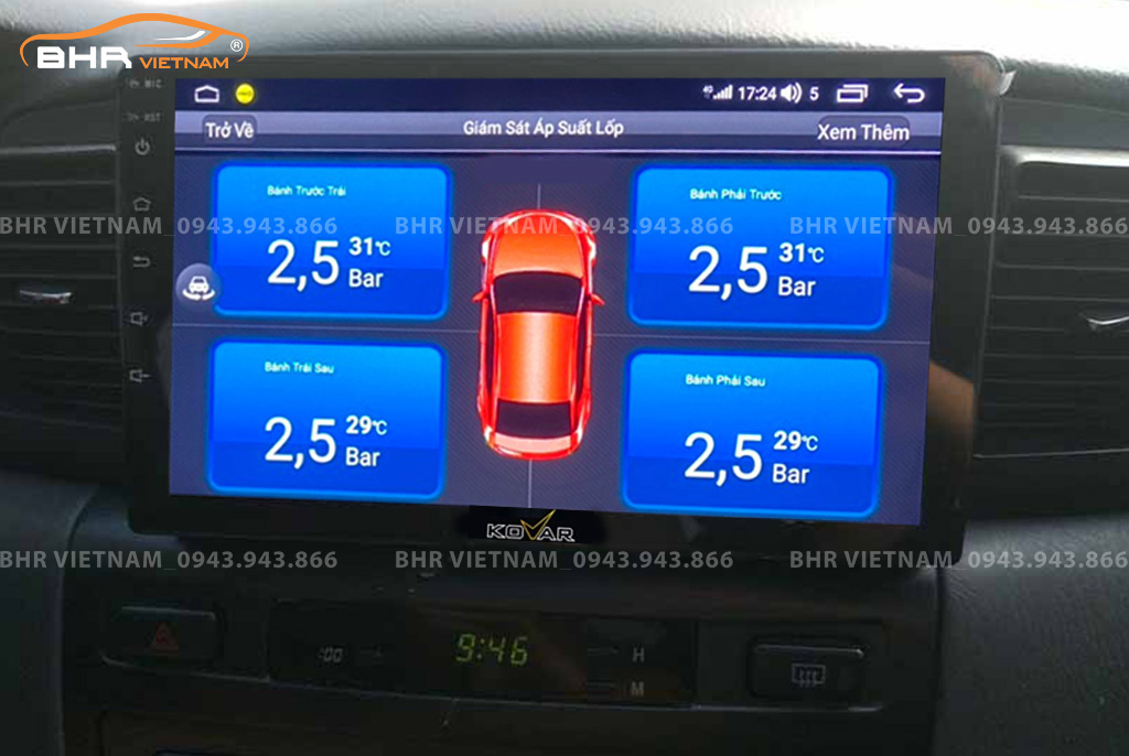  Màn hình DVD Kovar T1 Toyota Altis 2001 - 2007 tích hợp cảm biến áp suất lốp