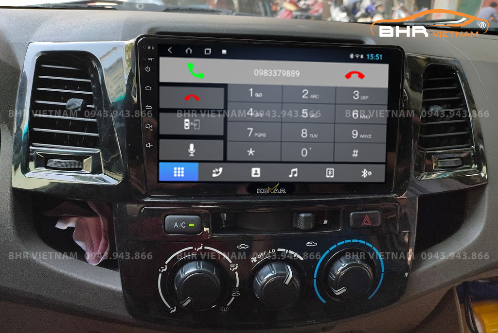  Kết nối điện thoại trên màn hình Kovar T1 Toyota Fortuner 2005 - 2016