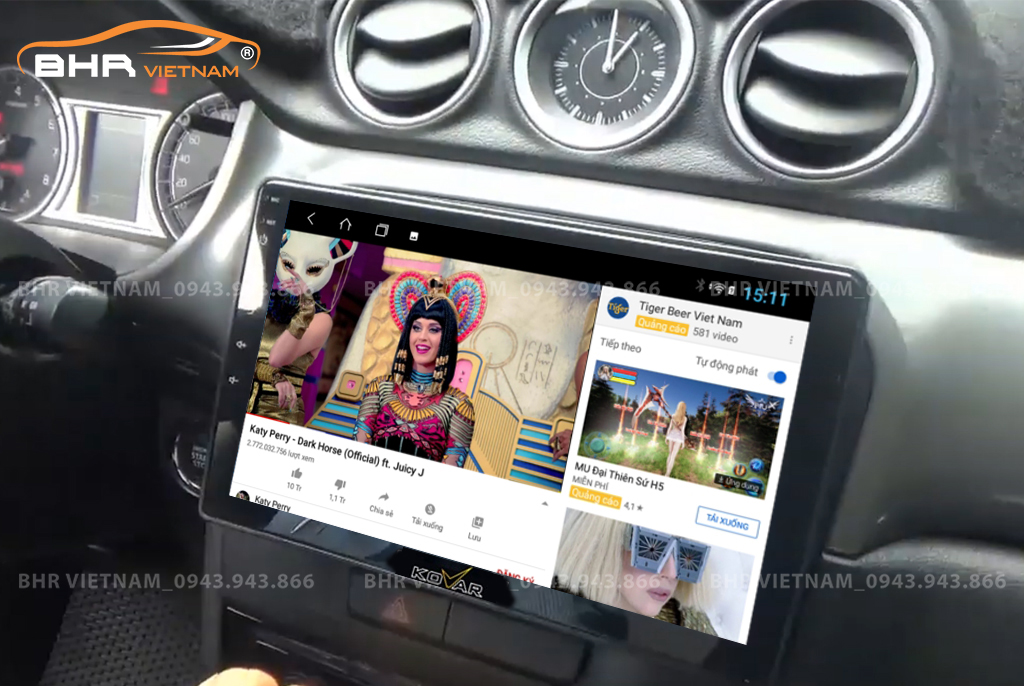  Giải trí Youtube, xem phim sống động trên màn hình Kovar T2 Suzuki Vitara 2015 - nay
