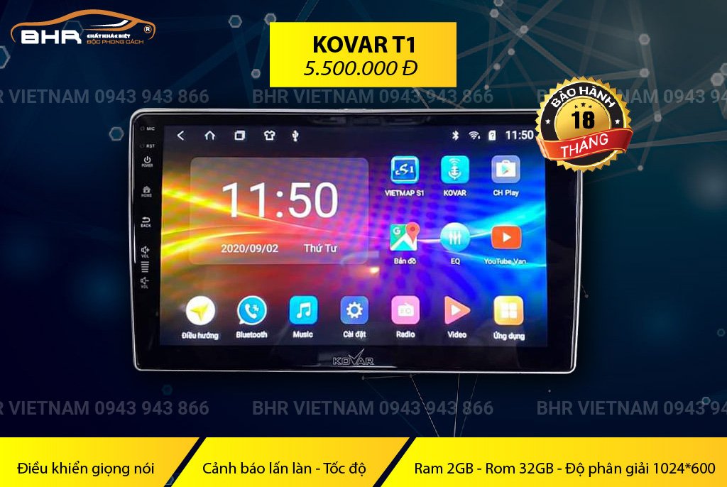 Thông số cấu hình màn hình Kovar T1 Ford Fiesta 2010 - nay