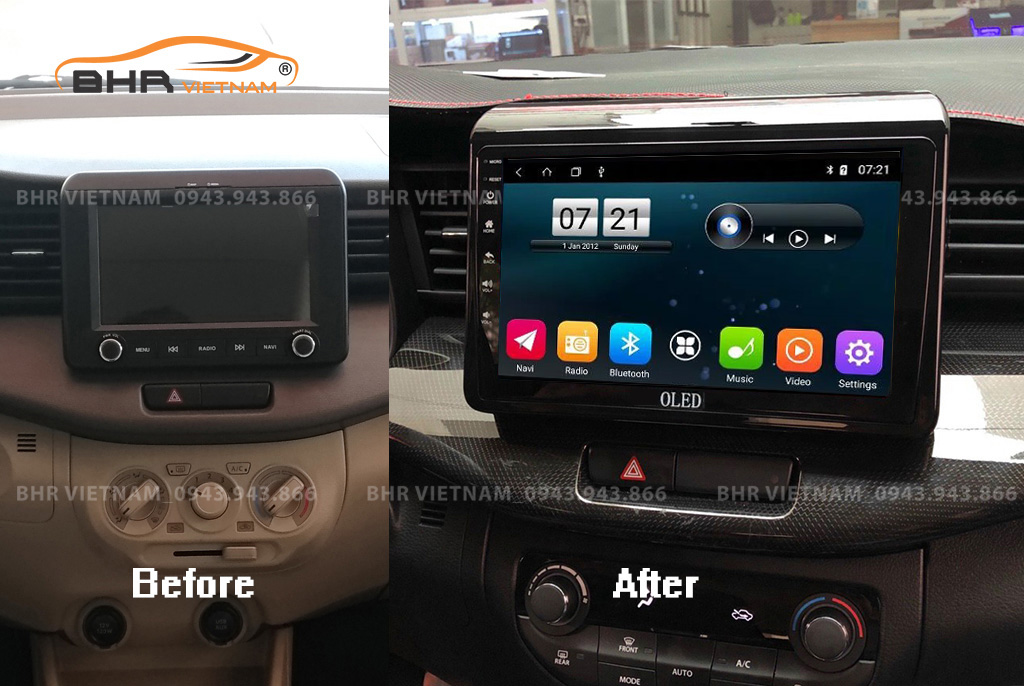 Hình ảnh trước và sau khi lắp màn hình DVD Oled C1s Suzuki Ertiga 2020 - nay