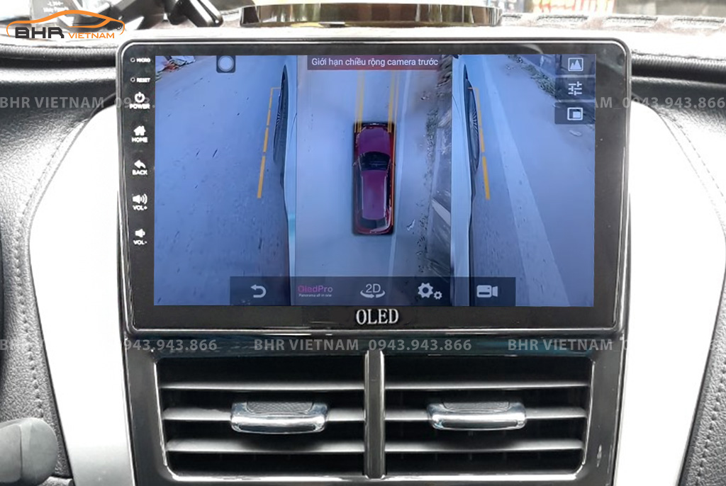 Hình ảnh quan sát từ camera sau trên màn hình DVD Oled C1s Toyota Yaris 2019 - nay