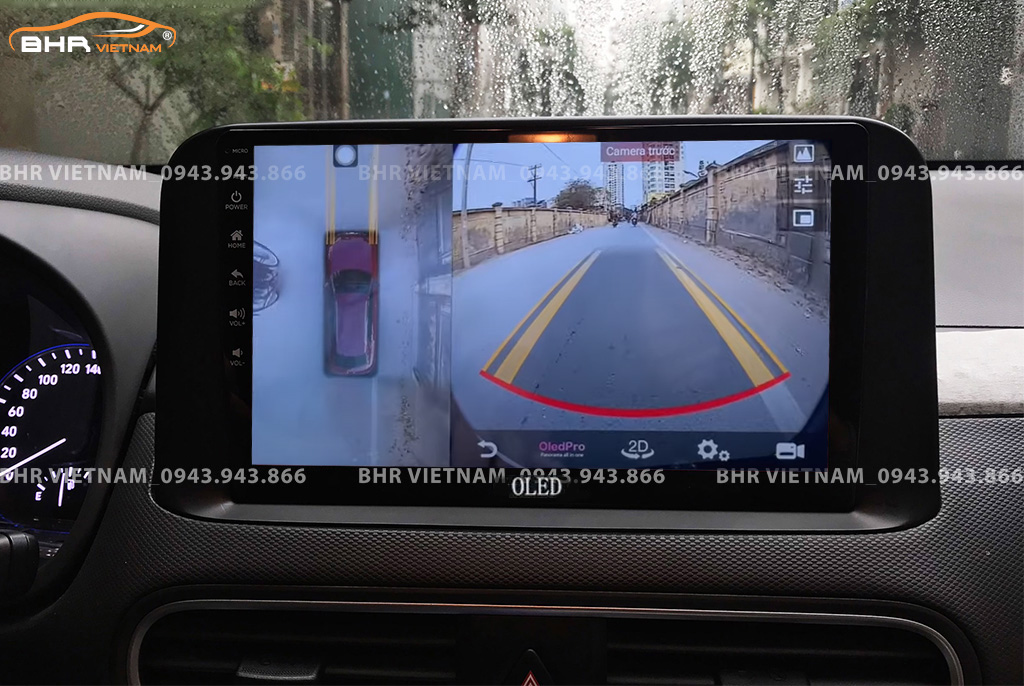 Hình ảnh quan sát camera trước màn hình DVD Oled C8S Hyundai Kona 2018 - nay