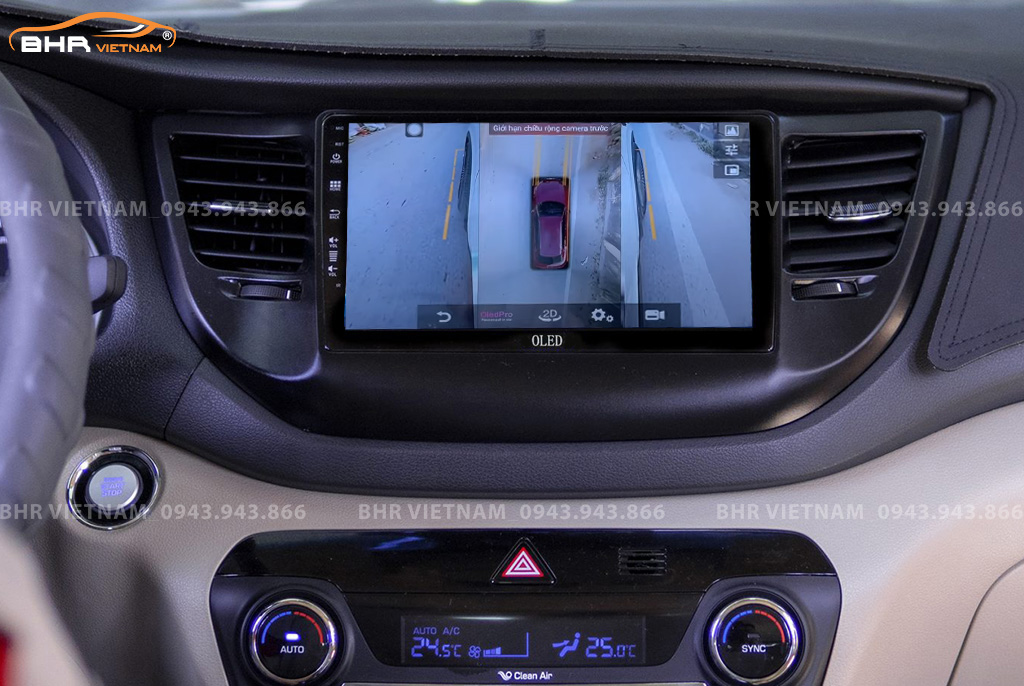 Hình ảnh quan sát 2 bên gương trên màn hình DVD Oled C8S Hyundai Tucson 2015 - 2018
