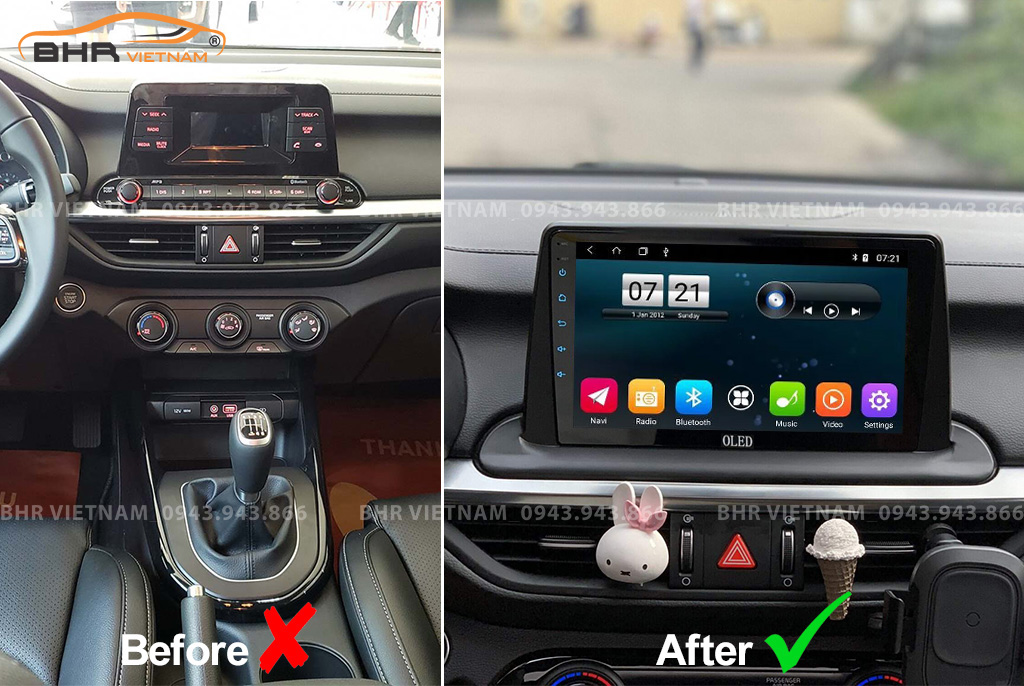Hình ảnh trước và sau khi lắp màn hình DVD Oled C8S Kia Cerato 2019 - nay