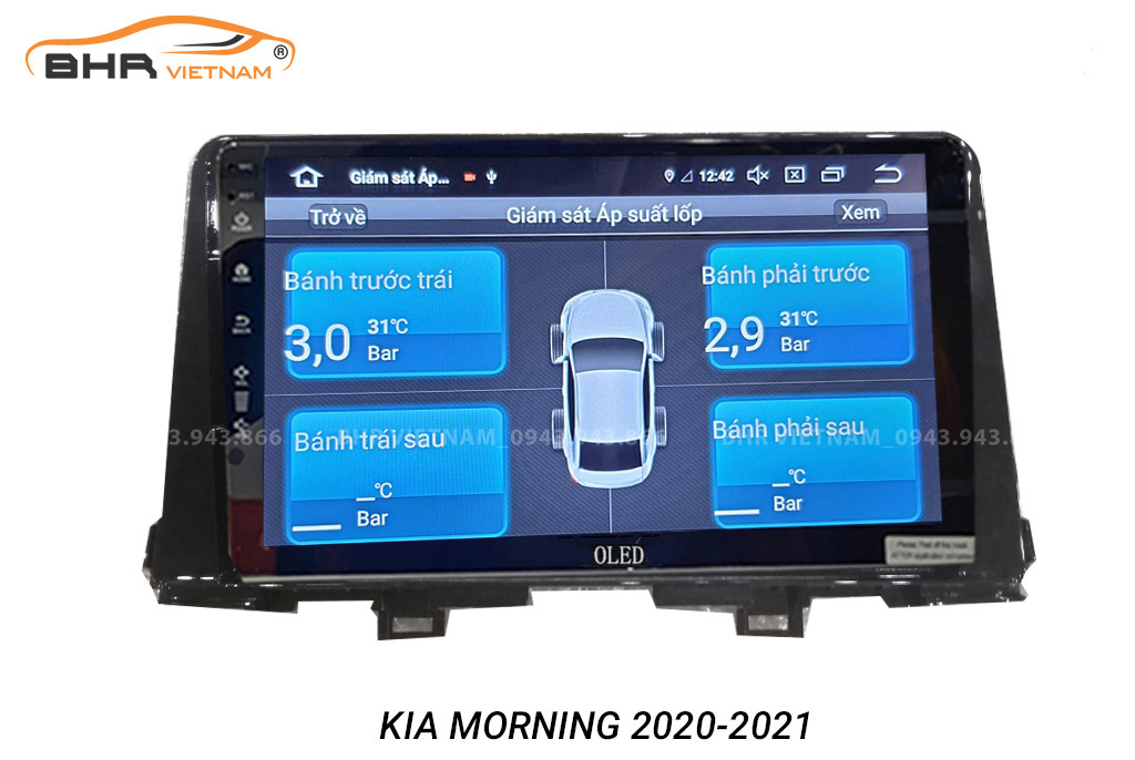 Hình ảnh quan sát cảm biến áp suất lốp Oled C8S Kia Morning 2021 - nay