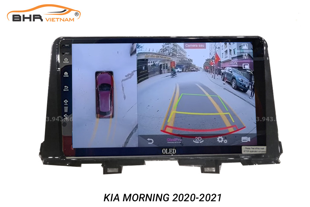 Hình ảnh quan sát từ camera sau trên màn hình DVD Oled C8S Kia Morning 2021 - nay