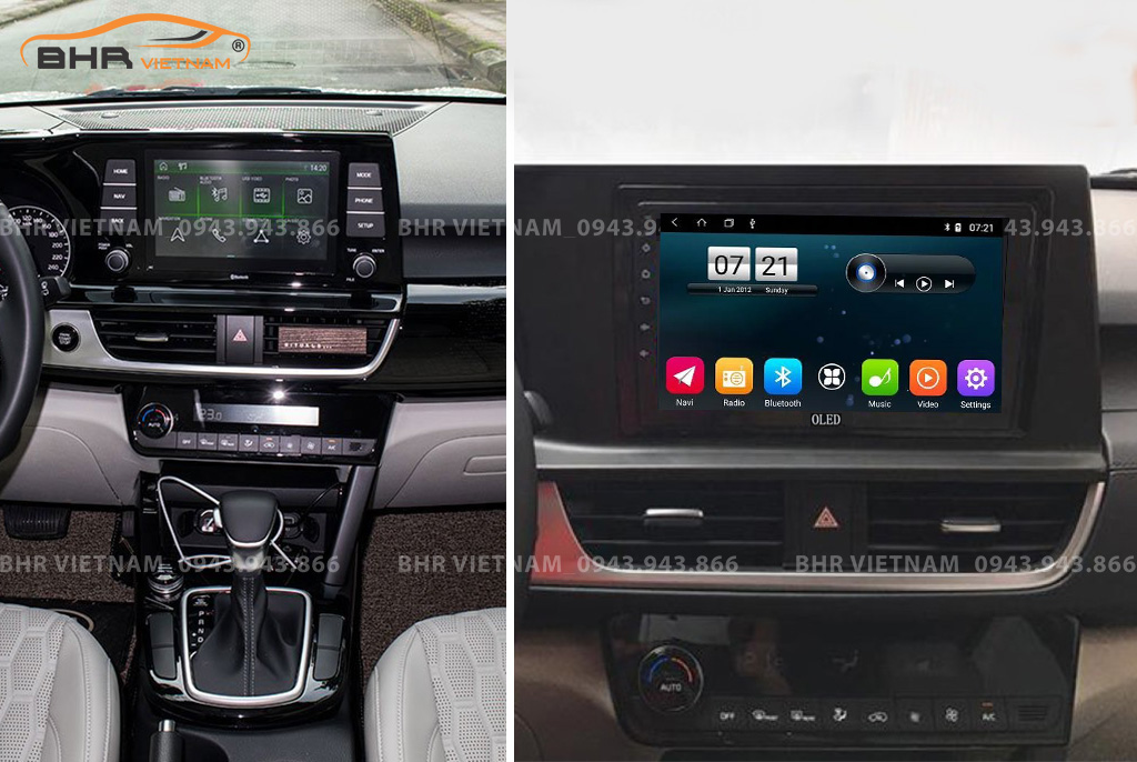 Hình ảnh trước và sau khi lắp màn hình DVD Oled C8S Kia Seltos 2020 - nay