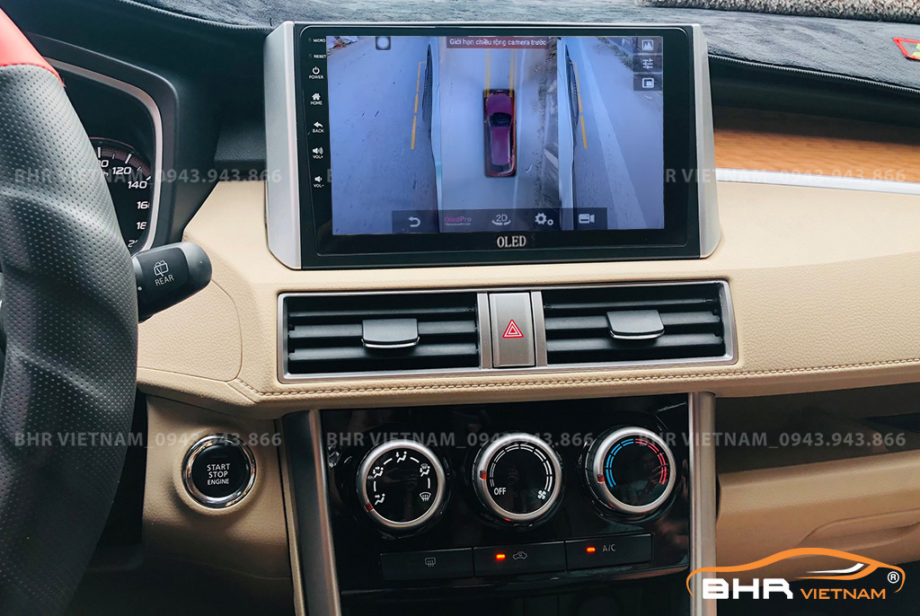 Hình ảnh quan sát 2 bên gương trên màn hình DVD Oled C8S Mitsubishi Xpander 2018 - nay