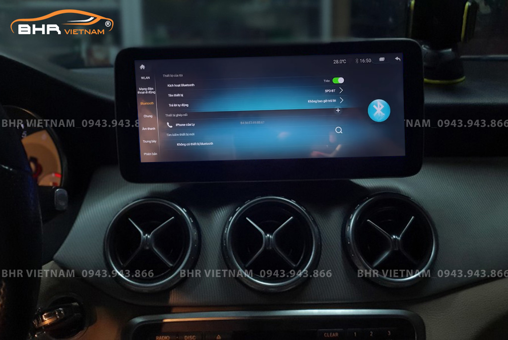 Kết nối điện thoại trên màn hình DVD Android Oled Pro G68s Mercedes CLA Class C117 2013 - nay