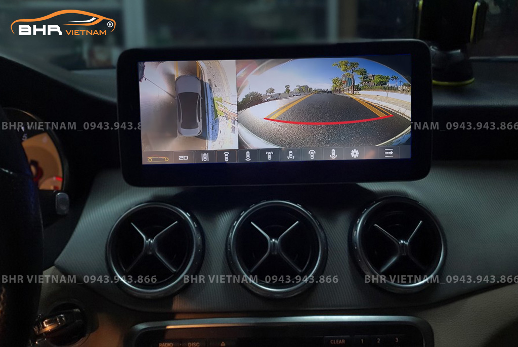 Hình ảnh quan sát 2 camera trước màn hình DVD Oled Pro G68s Mercedes CLA Class C117 2013 - nay