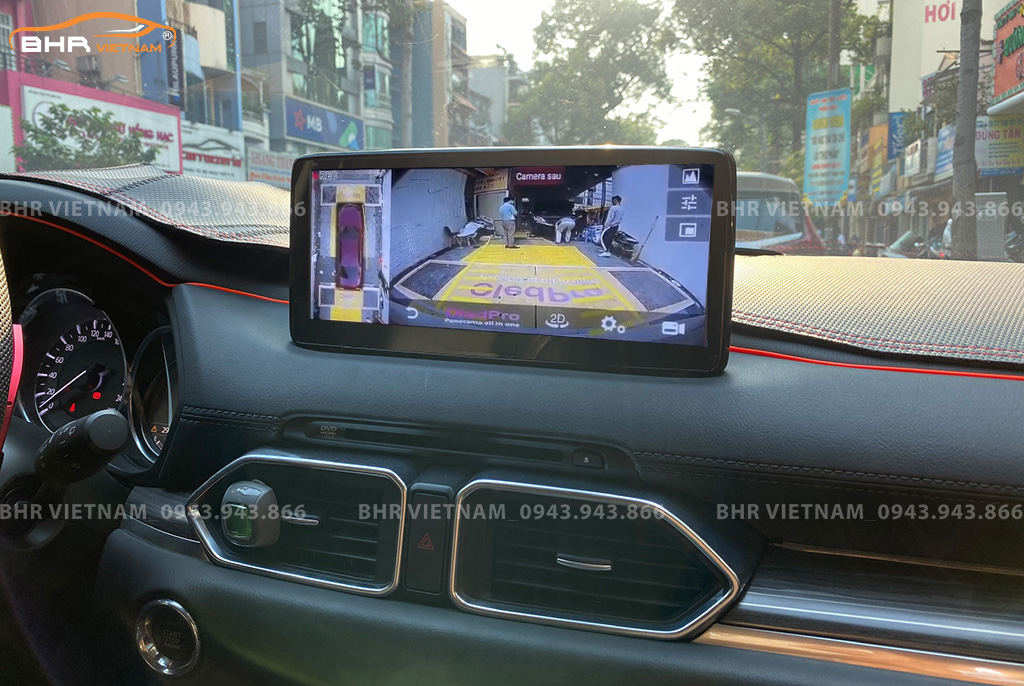 Hình ảnh quan sát từ camera sau trên màn hình DVD Oled Pro S90s Mazda CX5 2017 - nay