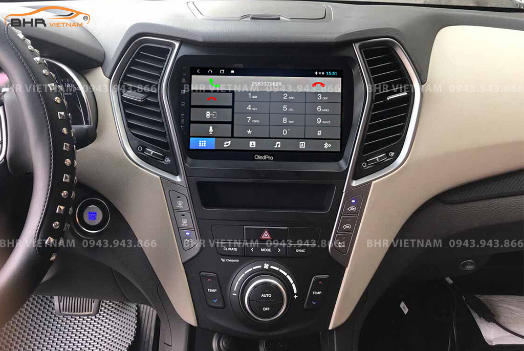 Kết nối điện thoại trên màn hình DVD Android Oled Pro X5S Hyundai Santafe 2012 - 2018