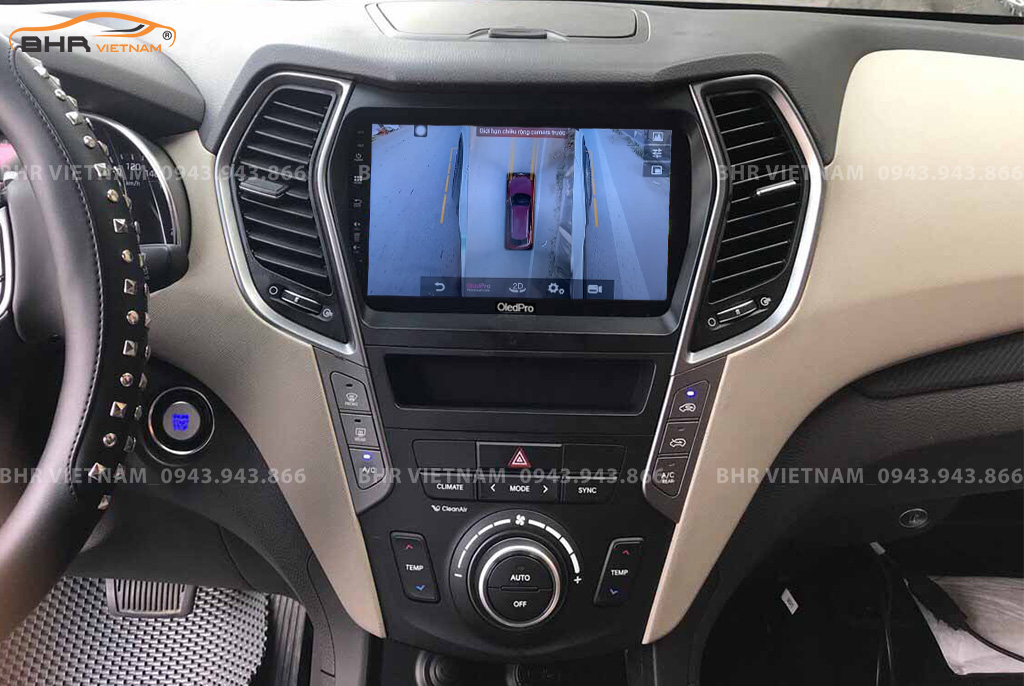 Hình ảnh quan sát 2 bên gương trên màn hình DVD Oled Pro X5S Hyundai Santafe 2012 - 2018