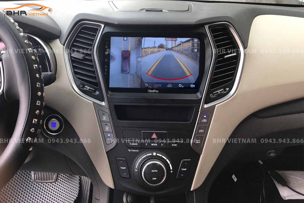 Hình ảnh quan sát camera trước màn hình DVD Oled Pro X5S Hyundai Santafe 2012 - 2018