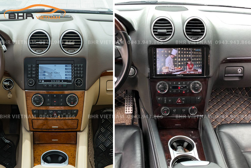 Hình ảnh trước và sau khi lắp màn hình DVD Oled Pro X5S Mercedes GL 2006 - 2013