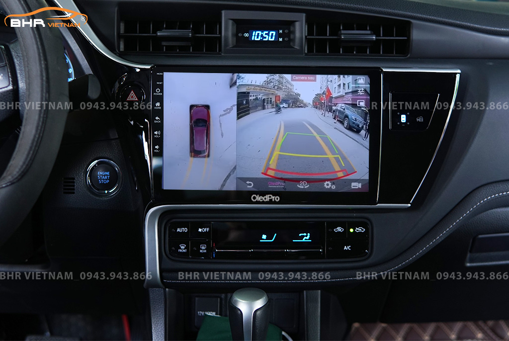 Hình ảnh quan sát từ camera sau trên màn hình DVD Oled Pro X5S Toyota Altis 2020 - nay